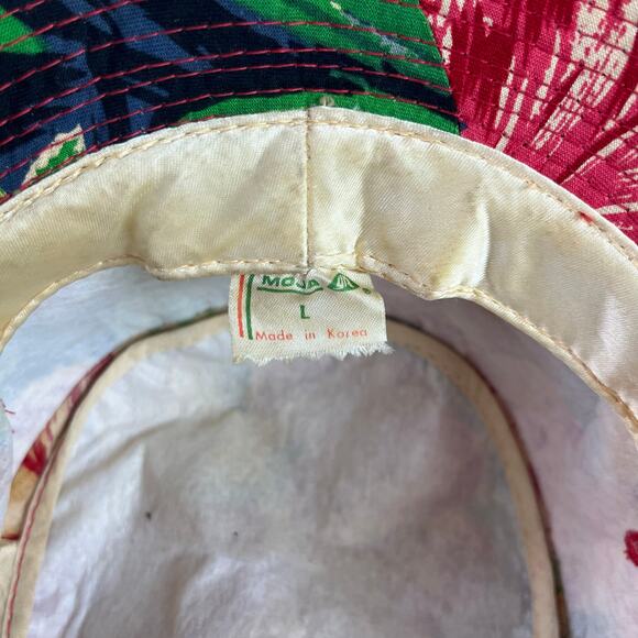 Vintage 80s Floral Hawaiian Bucket Sun Fisherman Hat - Picture 3 of 7